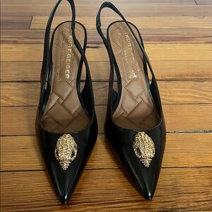 Kurt Geiger London Belgravia Black Patent Slingback Heels- EU 38.5/US 8